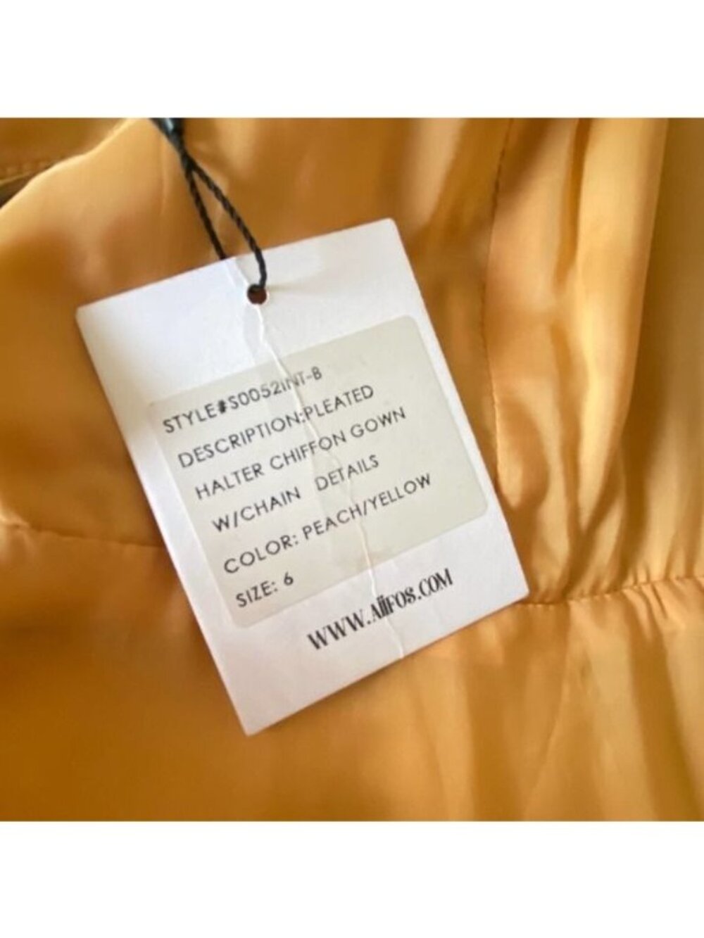 NWT AIIFOS Grace Pleated Halter Chiffon Gown in Peach and Yellow size 6 - Picture 6 of 12
